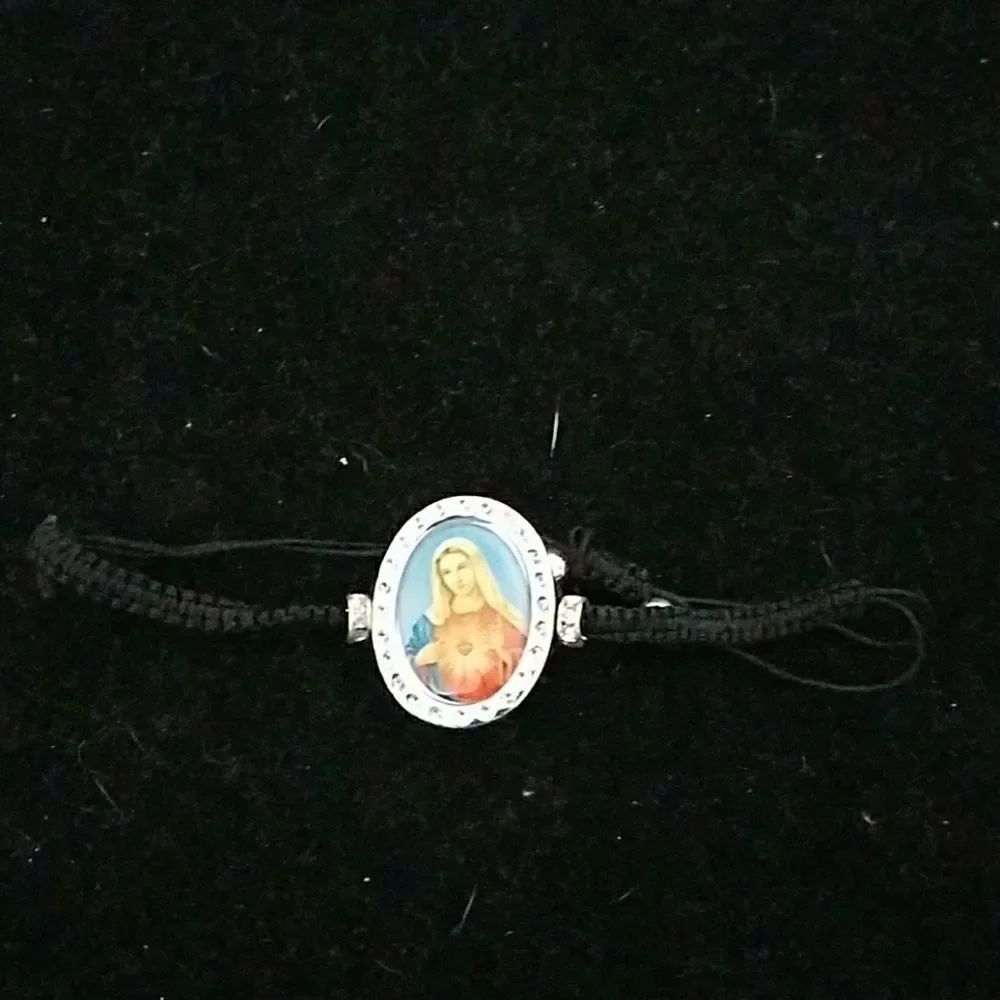 Virgin Mary Charm Bracelet Drawstring Adjustable Faith Jewelry